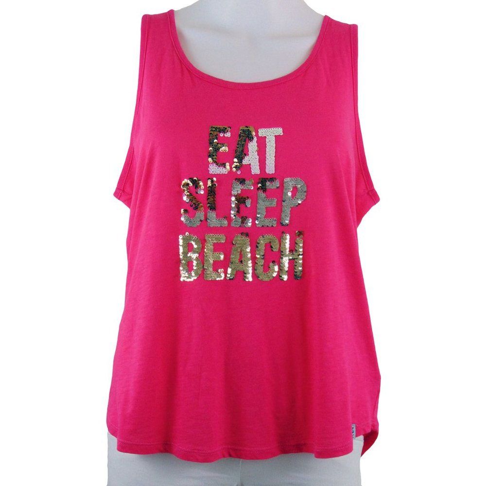 EAT SLEEP BEACH Pink Performance T-Shirt Size S
